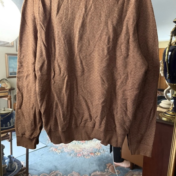 Jos. A. Bank Brown Textured Long Sleeve Crewneck Sweater Cotton Silk Blend - Picture 6 of 6